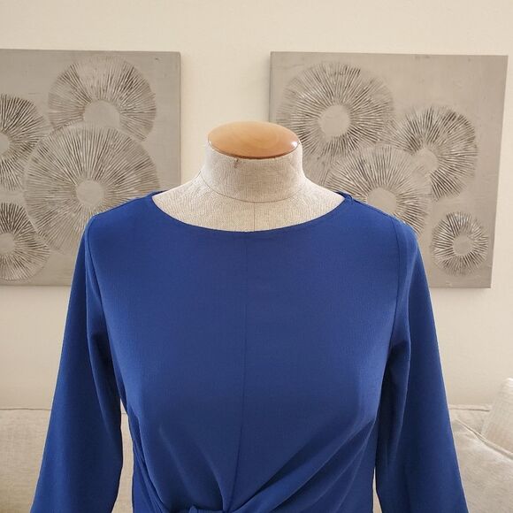 NEW! Gibson Tie Front Crepe Top size XXS Petite in Blue - Picture 4 of 11